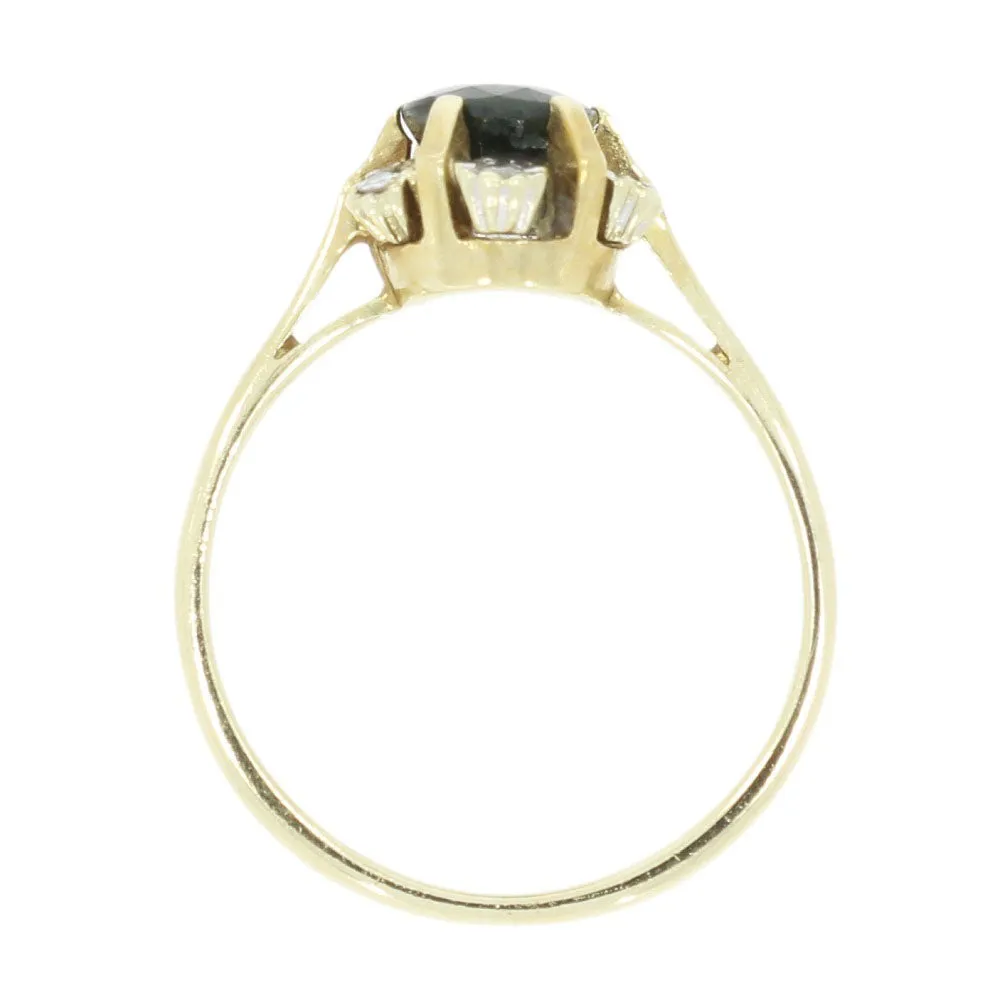 Pre Owned 9ct Yellow Gold Sapphire and Diamond Cluster Ring