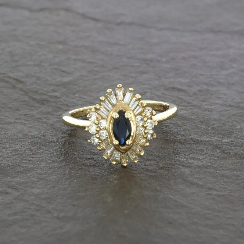 Pre Owned 9ct Yellow Gold Sapphire And Diamond Cluster Ring