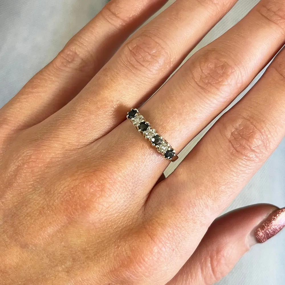 Pre Owned 9ct Yellow Gold Sapphire and Diamond Half Eternity Ring