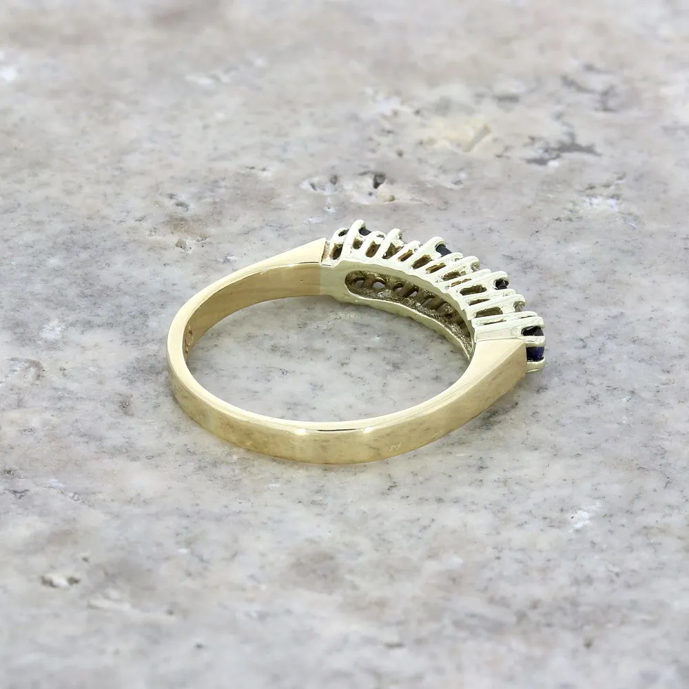 Pre Owned 9ct Yellow Gold Sapphire and Diamond Half Eternity Ring