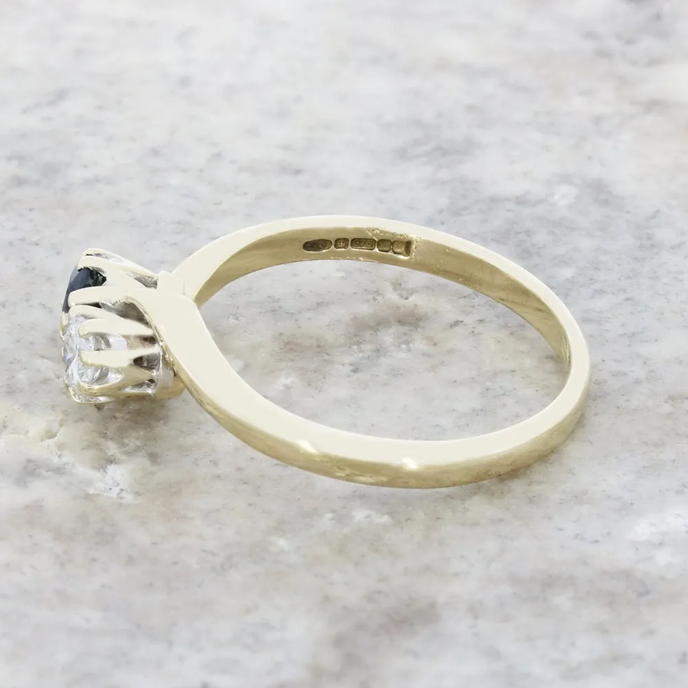 Pre Owned 9ct Yellow Gold Sapphire and Diamond Ladies Ring