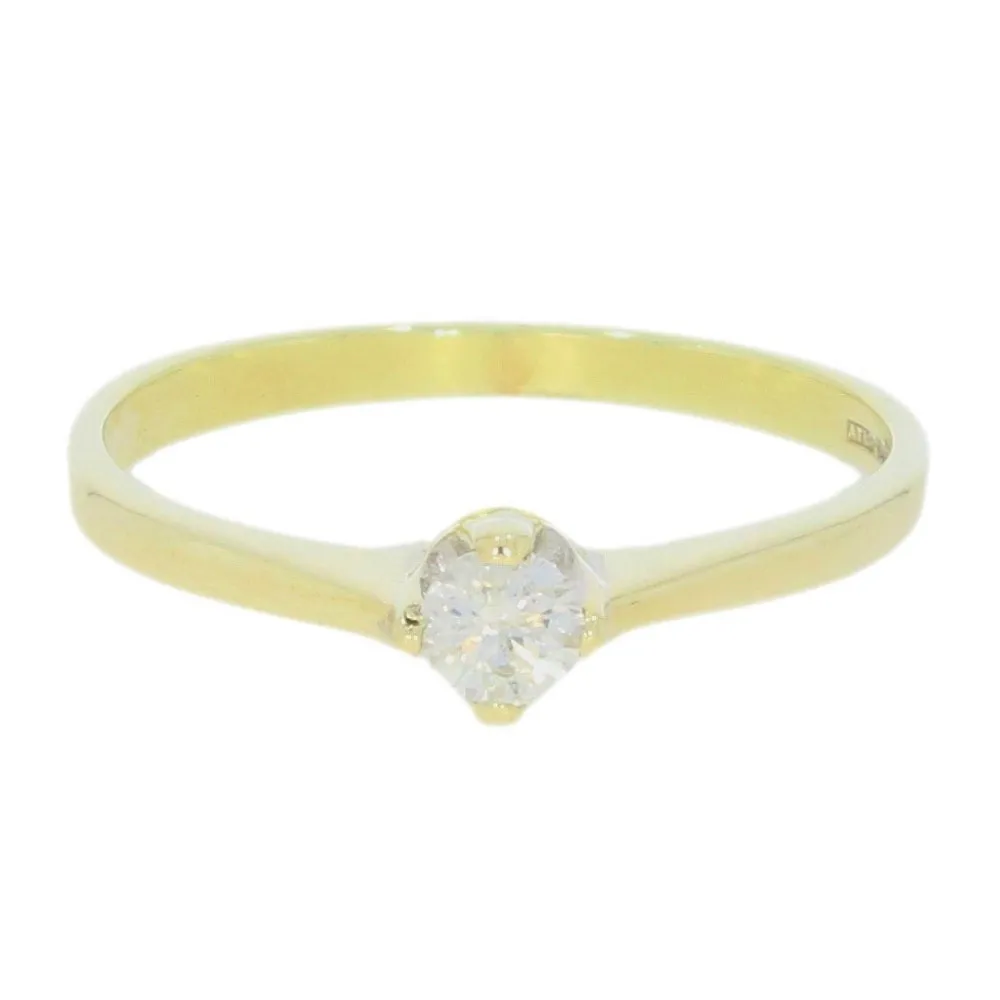 Pre Owned 9ct Yellow Gold Solitaire 0.15ct Diamond Ring