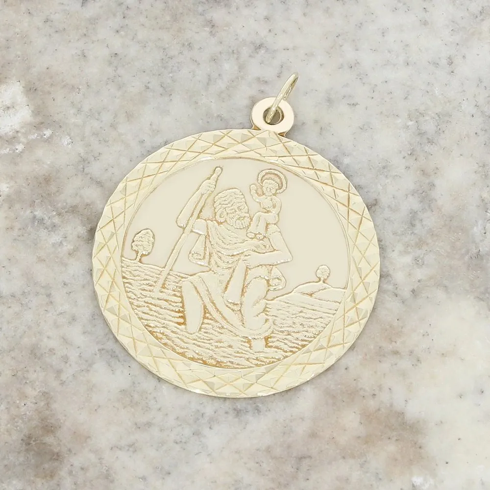 Pre Owned 9ct Yellow Gold St Christophers Pendant