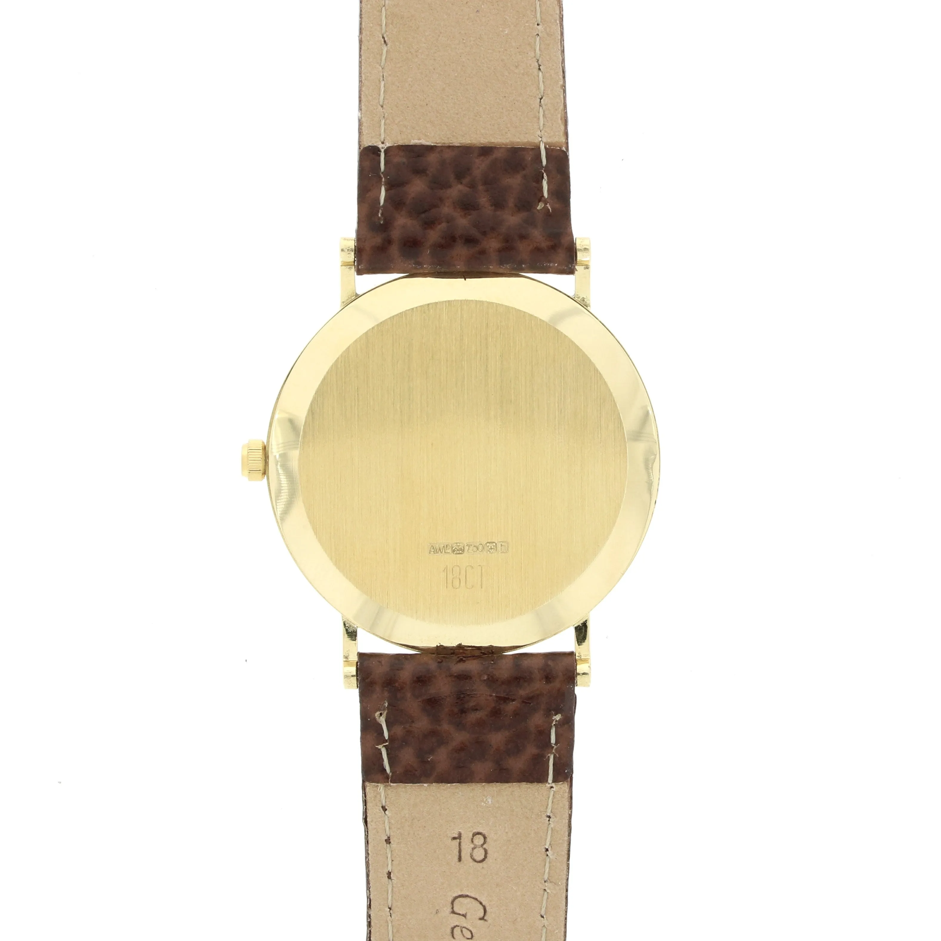 Pre Owned Accurist 18ct Gold Quartz Leather Strap Watch RW0613