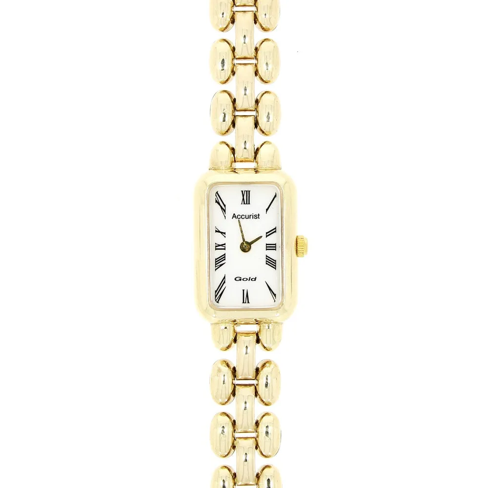 Pre Owned Accurist 9ct Gold Ladies Bracelet Watch Papers (1995) RW0551