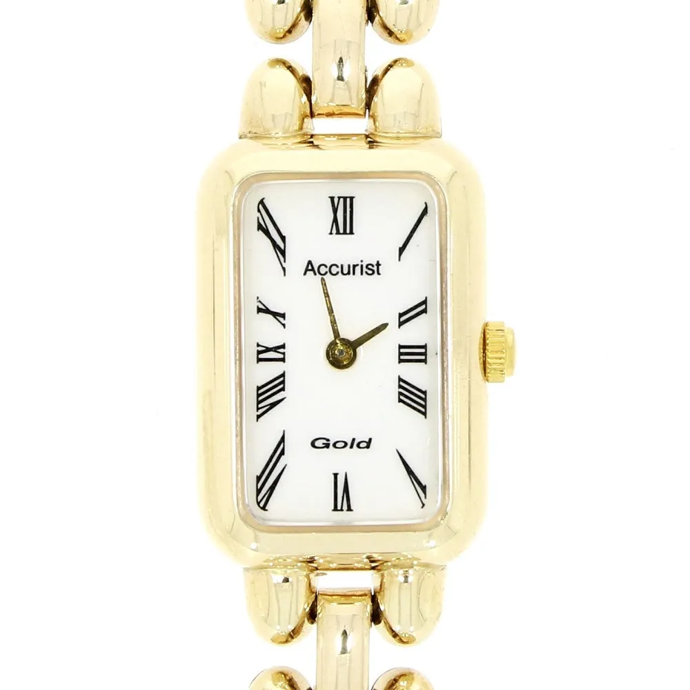 Pre Owned Accurist 9ct Gold Ladies Bracelet Watch Papers (1995) RW0551