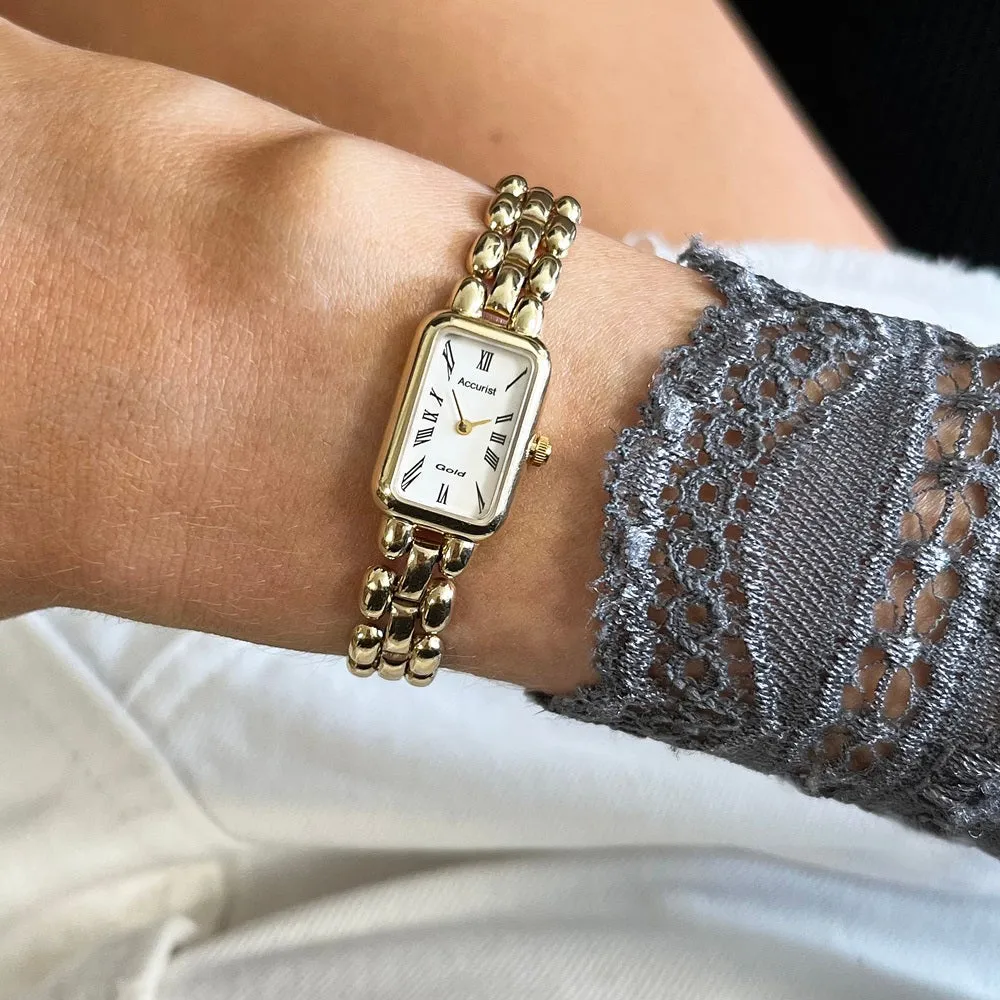 Pre Owned Accurist 9ct Gold Ladies Bracelet Watch Papers (1995) RW0551