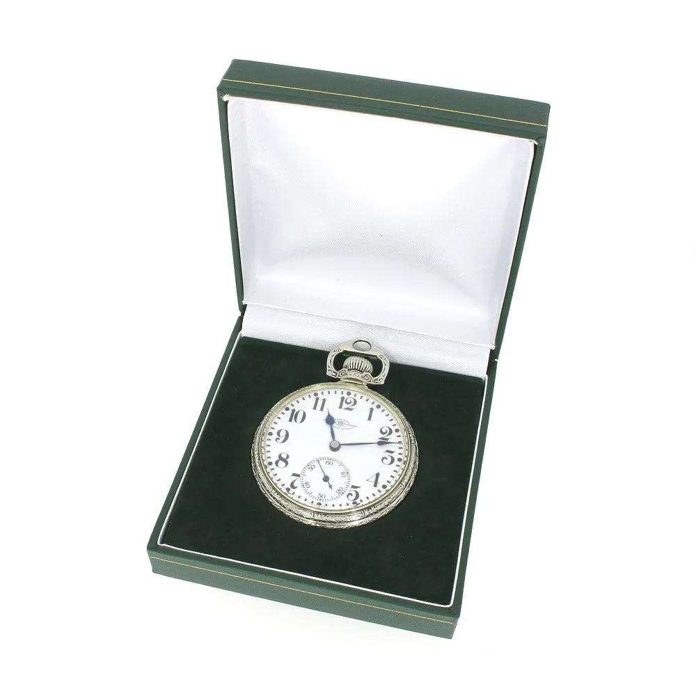 Pre Owned Ball Watch Co Cleveland Official RR Railroad 14ct White Gold Filled Pocket Watch RW0628
