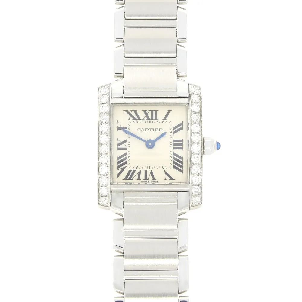 Pre Owned Cartier Tank Francaise Steel Ladies Watch Diamond Set W51003Q3 RW0632
