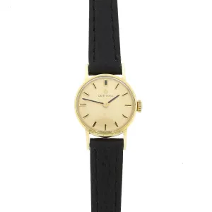 Pre Owned Certina 9ct Gold Leather Strap Mechanical Ladies Swiss Watch RW0615