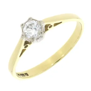 Pre Owned Ladies 18ct Yellow Gold 0.20cts Diamond Solitaire Ring