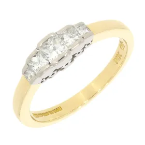 Pre Owned Ladies 18ct Yellow Gold 0.50cts Princess Cut Diamond Five Stone Ring