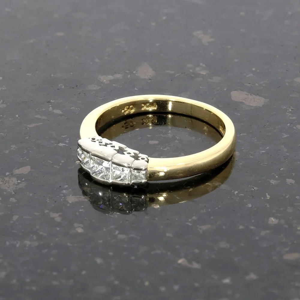 Pre Owned Ladies 18ct Yellow Gold 0.50cts Princess Cut Diamond Five Stone Ring