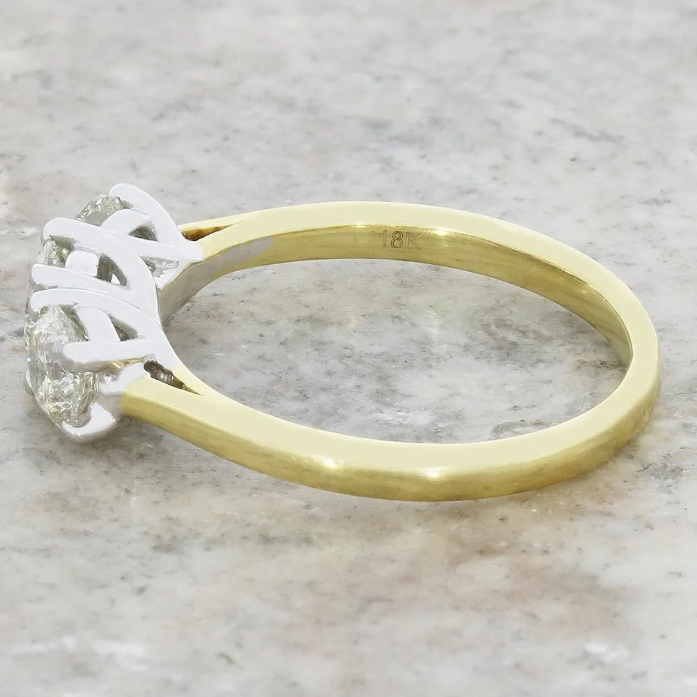 Pre Owned Ladies 18ct Yellow Gold 1.37cts Diamond Trilogy Ring