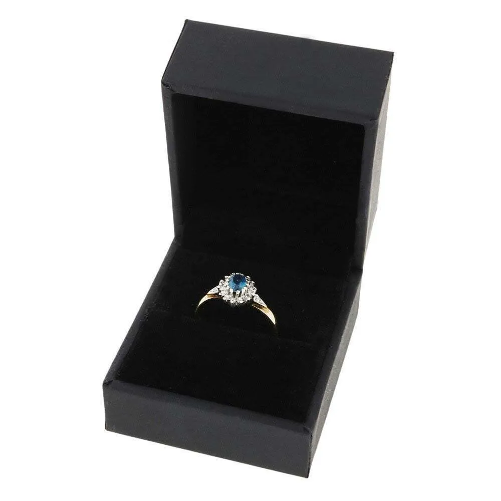 Pre Owned Ladies 9ct Yellow Gold Blue Topaz and Diamond Ring