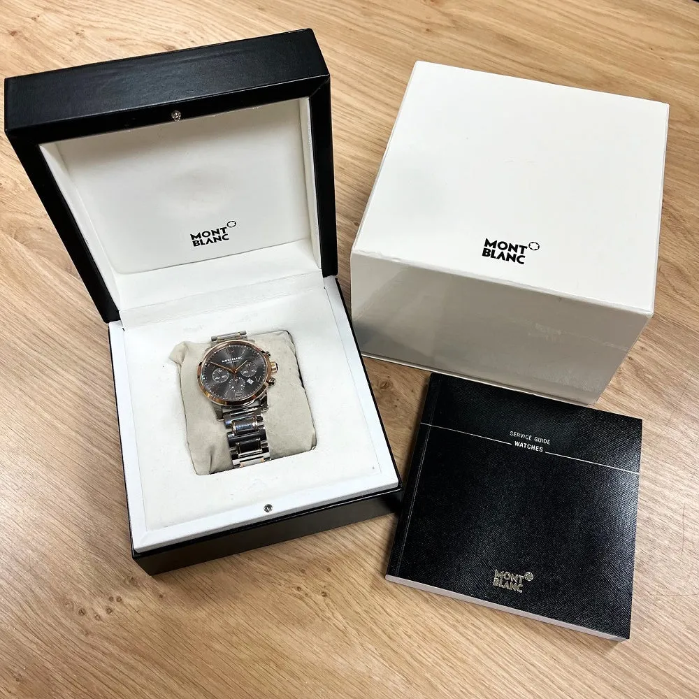 Pre Owned MontBlanc TimeWalker Chronograph 43mm Mens Watch Steel 18ct Rose Gold 107321 RW0595 (2012)