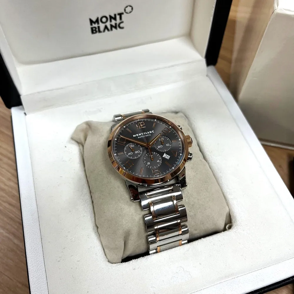 Pre Owned MontBlanc TimeWalker Chronograph 43mm Mens Watch Steel 18ct Rose Gold 107321 RW0595 (2012)