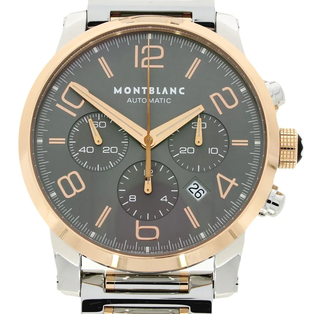 Pre Owned MontBlanc TimeWalker Chronograph 43mm Mens Watch Steel 18ct Rose Gold 107321 RW0595 (2012)