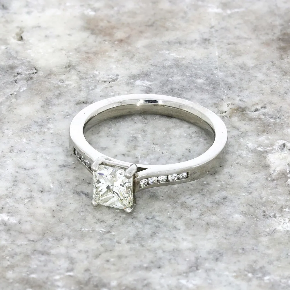 Pre Owned Palladium 1.05cts Princess Cut Diamond Solitaire Ring