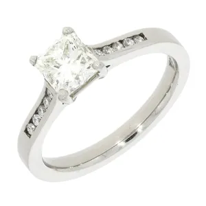 Pre Owned Palladium 1.05cts Princess Cut Diamond Solitaire Ring