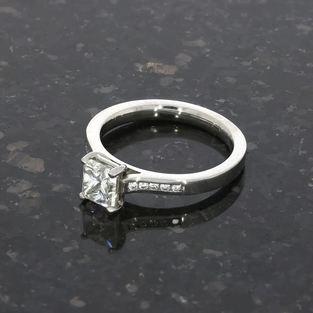 Pre Owned Palladium 1.05cts Princess Cut Diamond Solitaire Ring