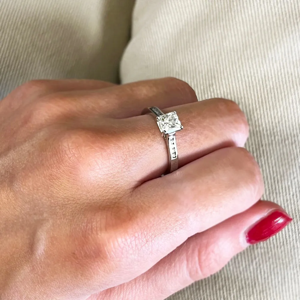 Pre Owned Palladium 1.05cts Princess Cut Diamond Solitaire Ring