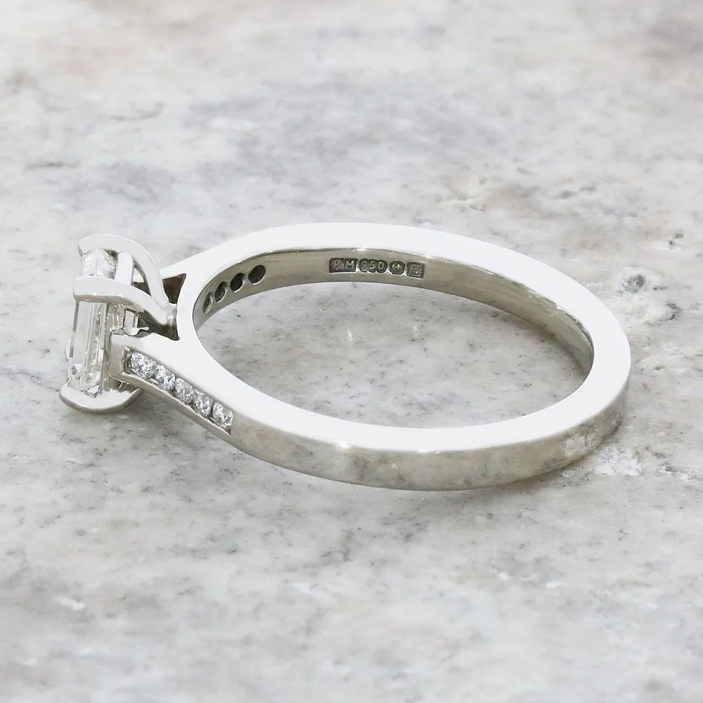 Pre Owned Palladium Emerald Cut 0.65cts Diamond Ring