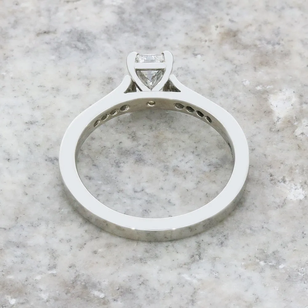 Pre Owned Palladium Emerald Cut 0.65cts Diamond Ring
