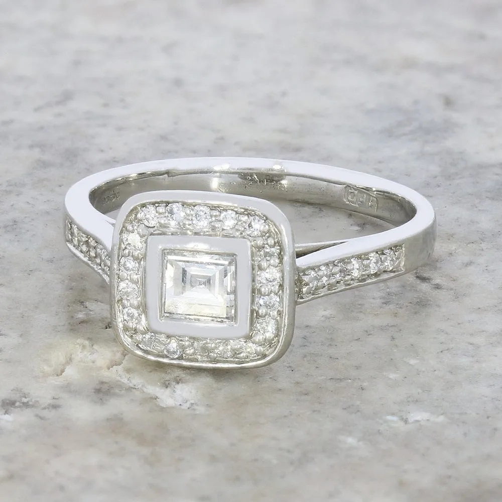 Pre Owned Platinum 0.50cts Diamond Princess Halo Ring