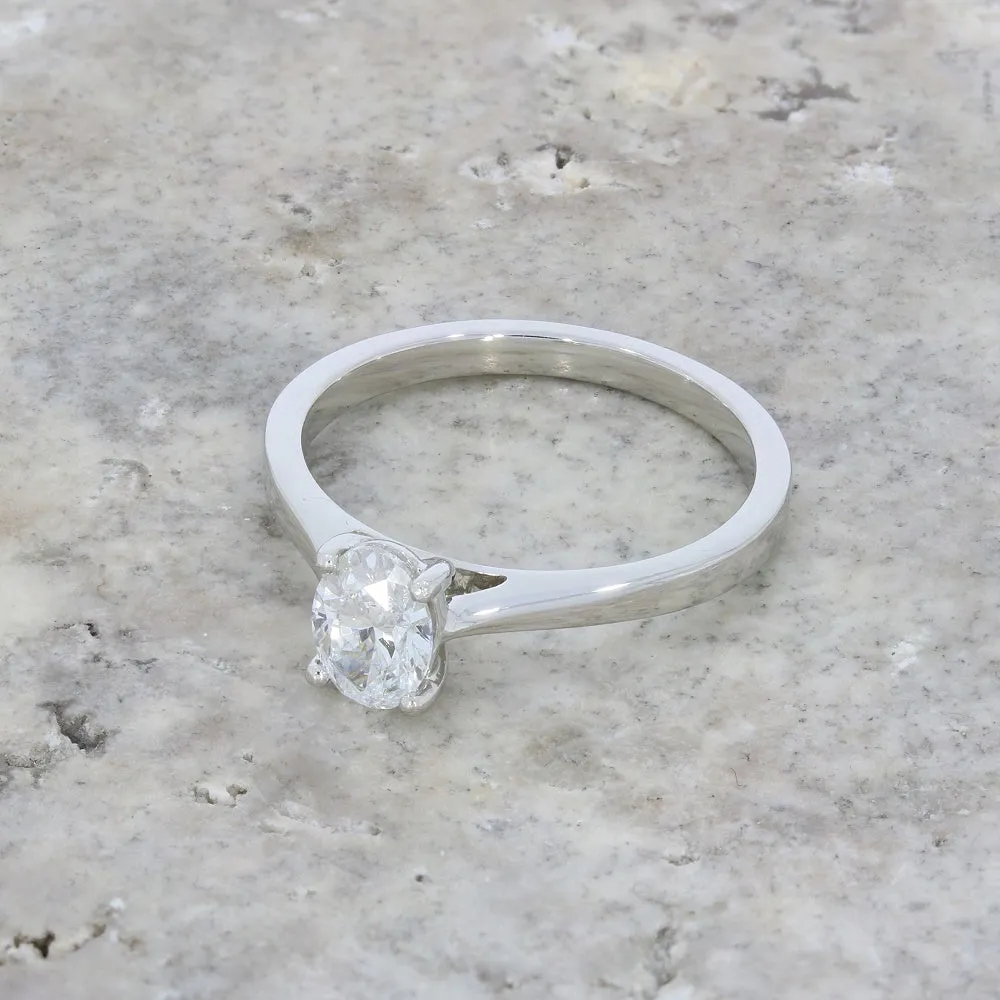 Pre Owned Platinum 0.75cts Lab Grown Oval Diamond Solitaire Ring