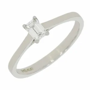 Pre Owned Platinum Emerald Cut Diamond Solitaire Ring