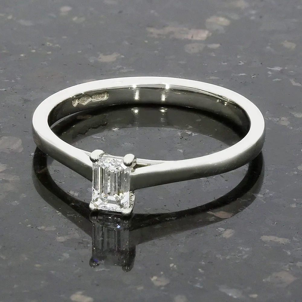 Pre Owned Platinum Emerald Cut Diamond Solitaire Ring