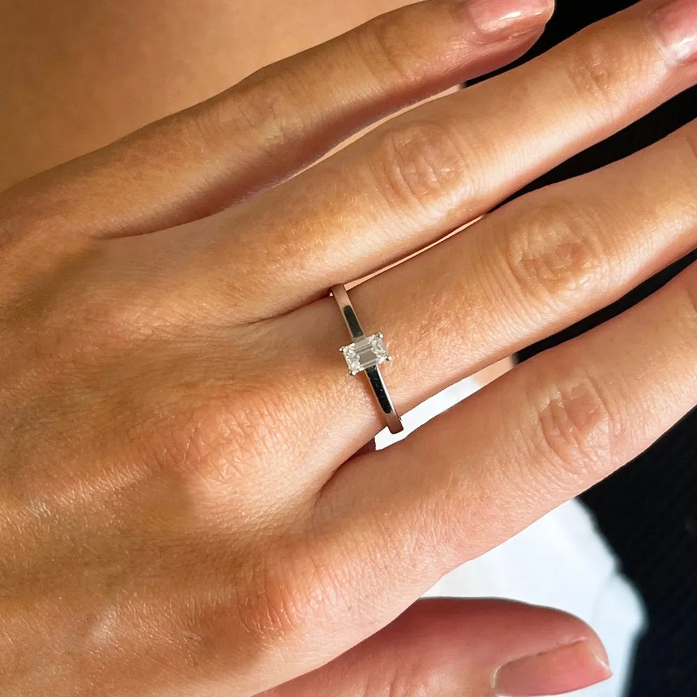 Pre Owned Platinum Emerald Cut Diamond Solitaire Ring