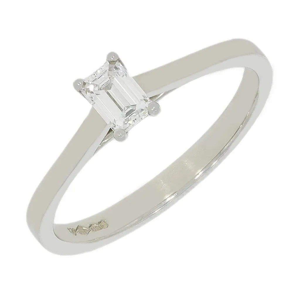 Pre Owned Platinum Emerald Cut Diamond Solitaire Ring