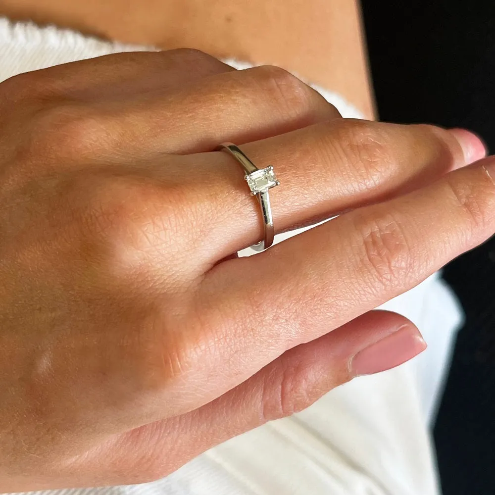 Pre Owned Platinum Emerald Cut Diamond Solitaire Ring