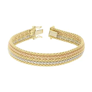 Pre Owned Quadri 18ct Three Colour Gold Mesh Design Bracelet