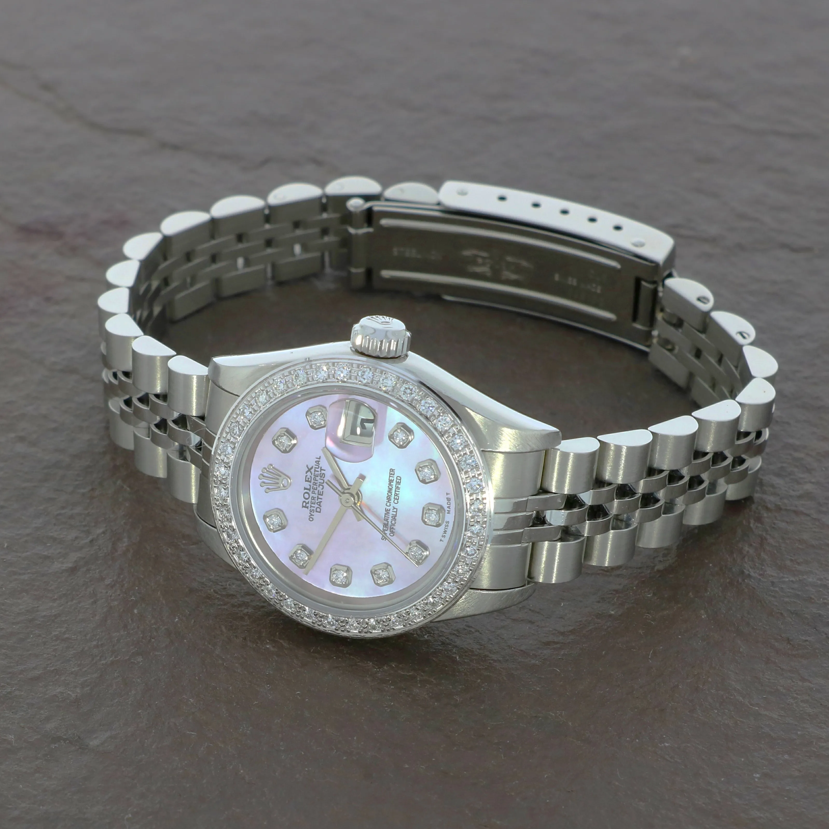 Pre Owned Rolex Lady Datejust Diamond Set Watch 69160 RW0626 Papers (1999)