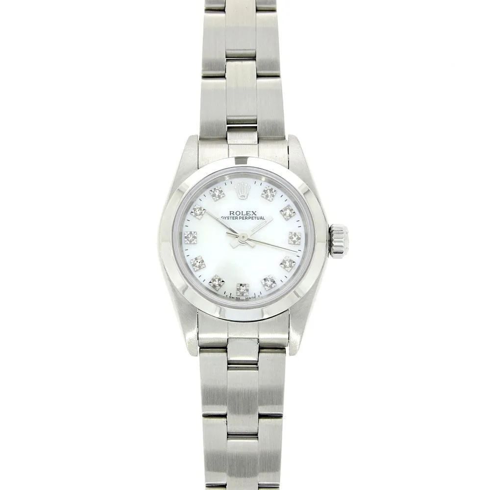 Pre Owned Rolex Lady Oyster Perpetual Diamond Dial Watch 76080 RW0473 (1998)
