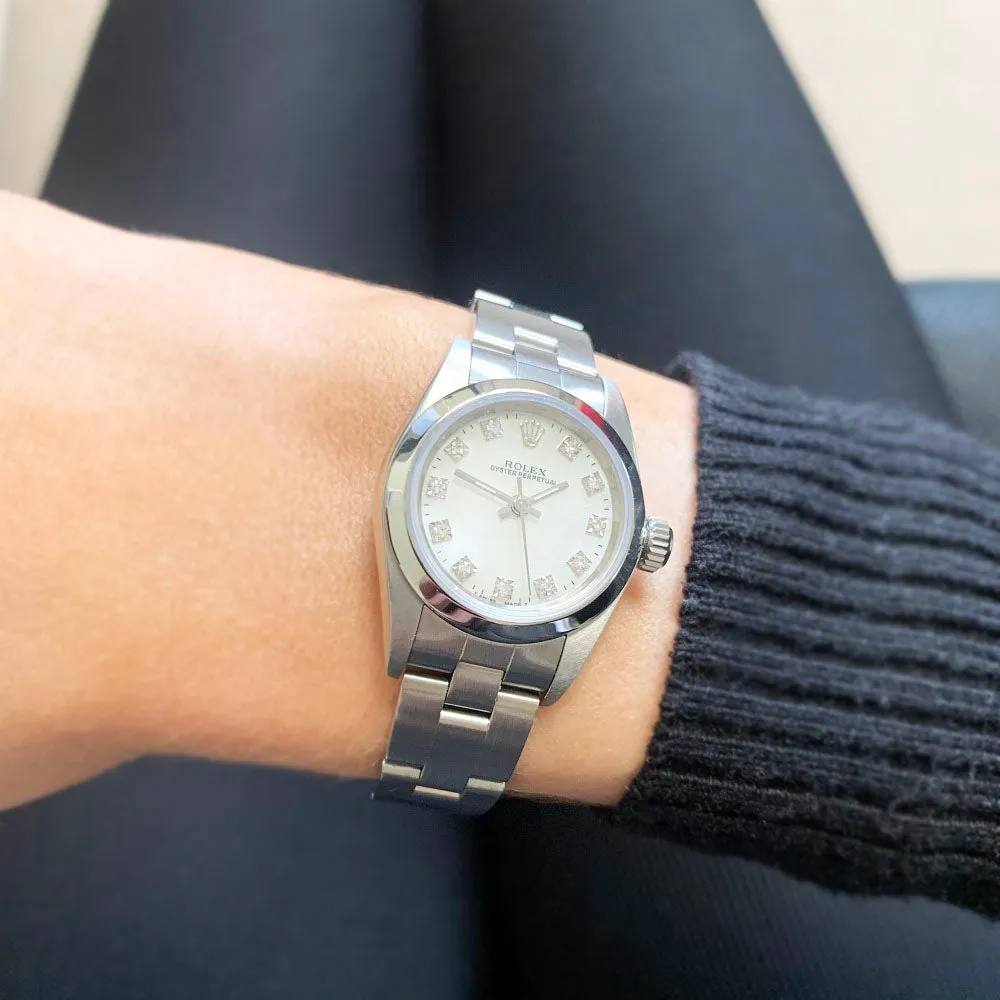 Pre Owned Rolex Lady Oyster Perpetual Diamond Dial Watch 76080 RW0473 (1998)