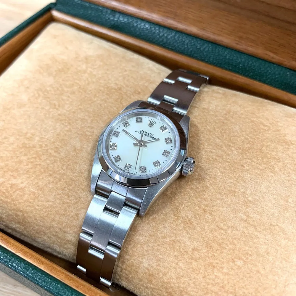 Pre Owned Rolex Lady Oyster Perpetual Diamond Dial Watch 76080 RW0473 (1998)