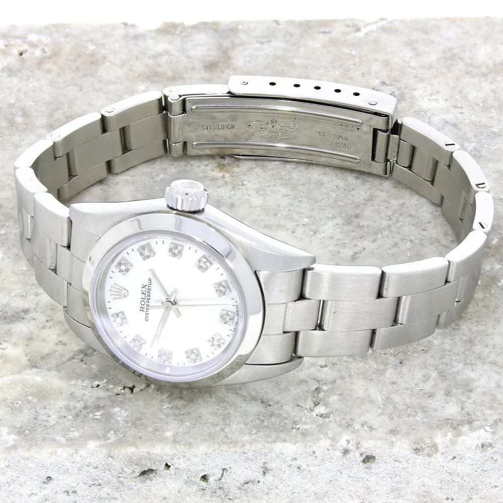 Pre Owned Rolex Lady Oyster Perpetual Diamond Dial Watch 76080 RW0473 (1998)