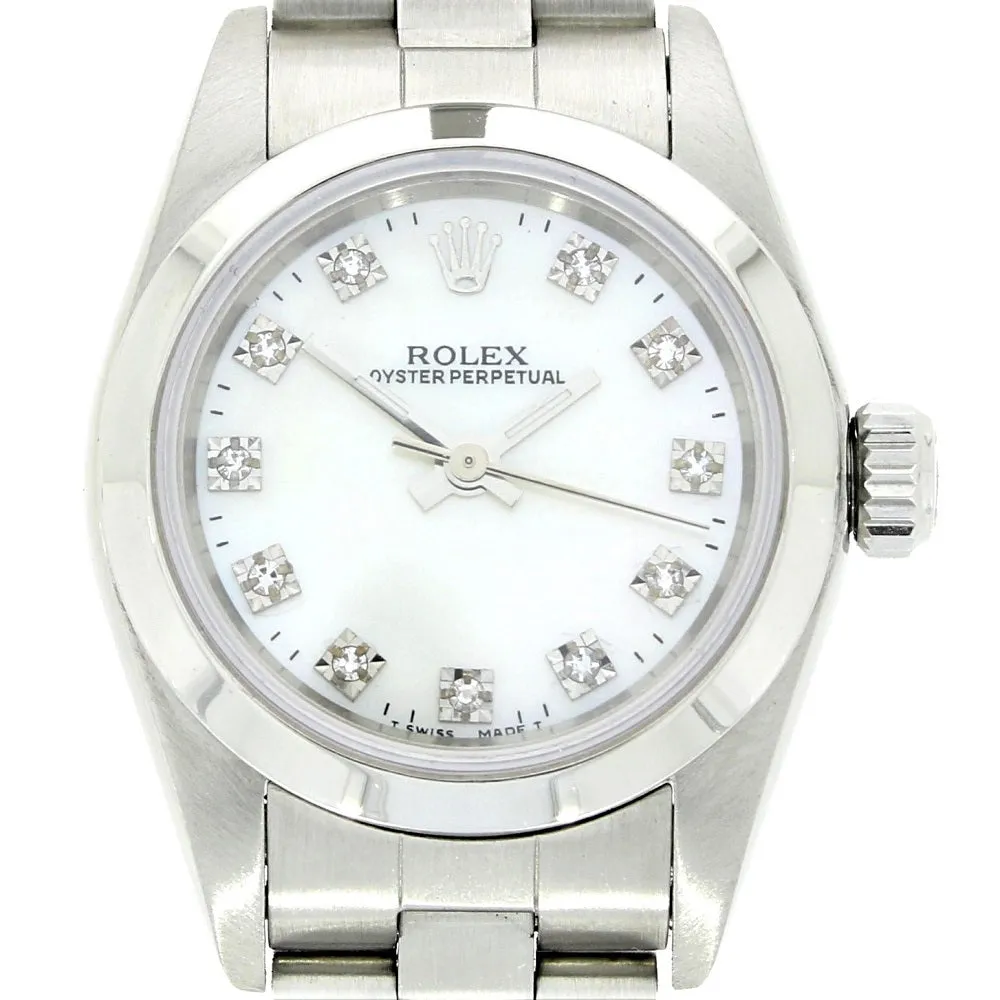 Pre Owned Rolex Lady Oyster Perpetual Diamond Dial Watch 76080 RW0473 (1998)