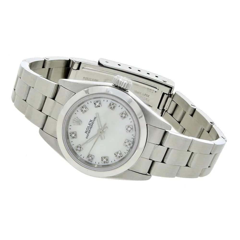 Pre Owned Rolex Lady Oyster Perpetual Diamond Dial Watch 76080 RW0473 (1998)