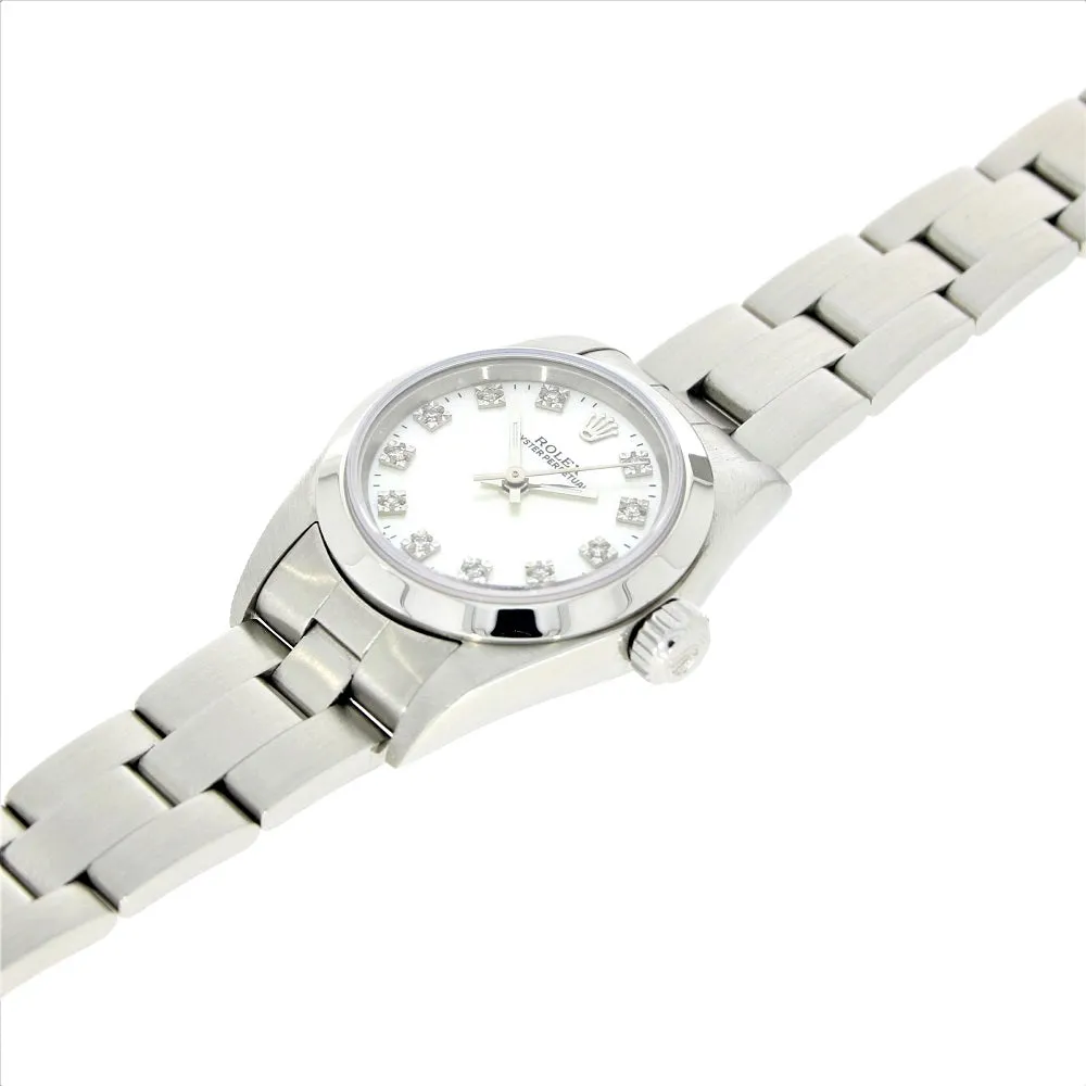 Pre Owned Rolex Lady Oyster Perpetual Diamond Dial Watch 76080 RW0473 (1998)