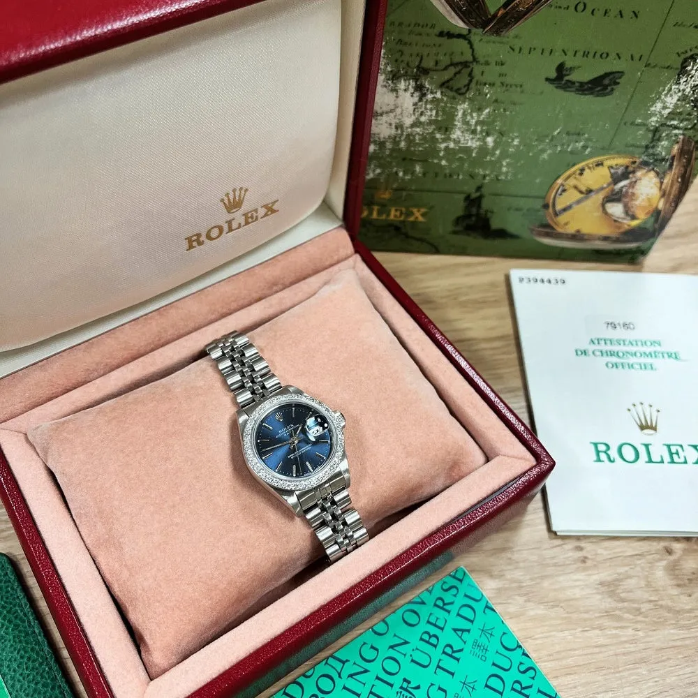 Pre Owned Rolex Oyster Perpetual Date Diamond Bezel Ladies Watch 79160 RW0605 (2001)