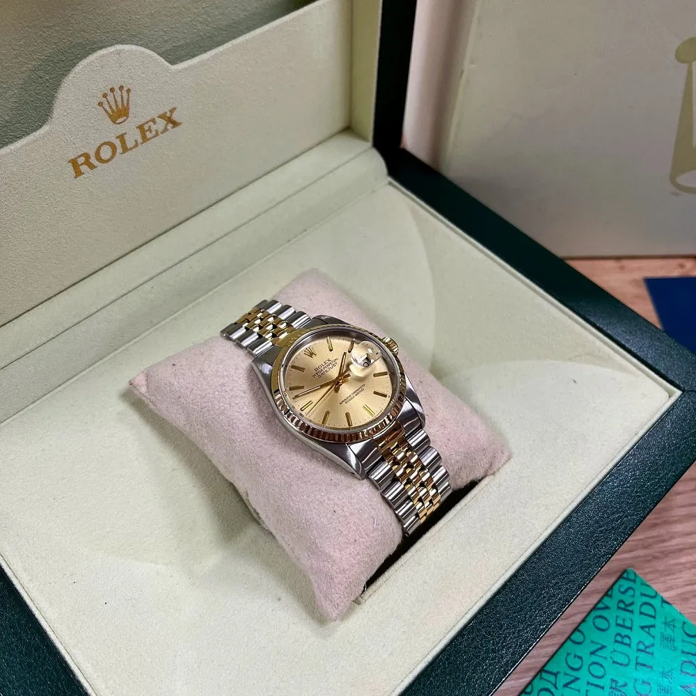 Pre Owned Rolex Oyster Perpetual Datejust 36 Bi Metal Mens Watch 16233 RW0620 (1990)