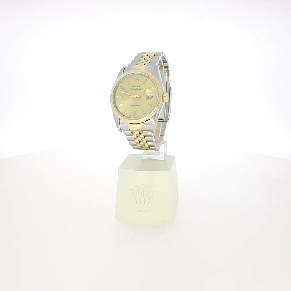Pre Owned Rolex Oyster Perpetual Datejust 36 Bi Metal Mens Watch 16233 RW0620 (1990)