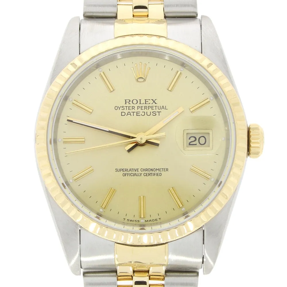 Pre Owned Rolex Oyster Perpetual Datejust 36 Bi Metal Mens Watch 16233 RW0620 (1990)