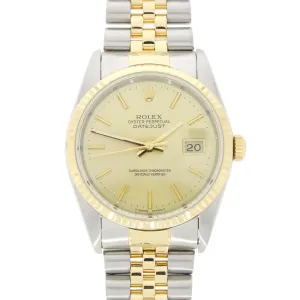 Pre Owned Rolex Oyster Perpetual Datejust 36 Bi Metal Mens Watch 16233 RW0620 (1990)