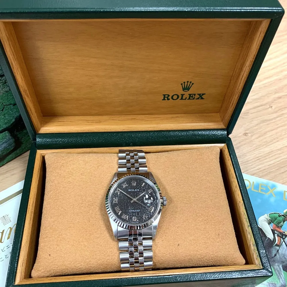 Pre Owned Rolex Oyster Perpetual Datejust 36 Jubilee Mens Watch 16234 Papers RW0485 (1997)